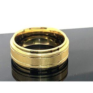Men's Wedding Band Gold Tone Tungsten Carbide 9mm Ring Size 8